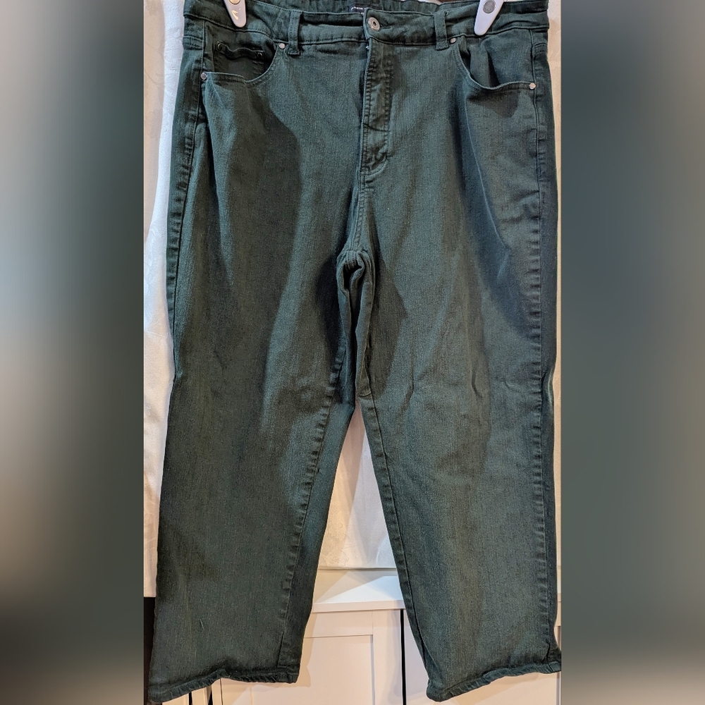 Dark Green High-Rise Stretch Denim Jeans